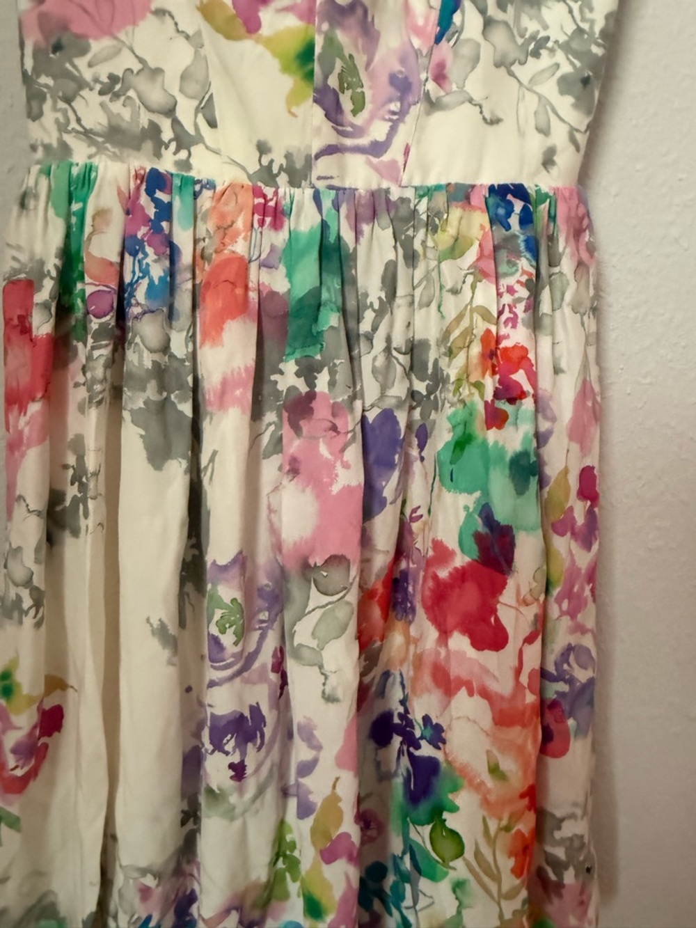 Amanda Uprichard Silk Cream Floral Watercolor Slip Dress - Picture 5 of 5